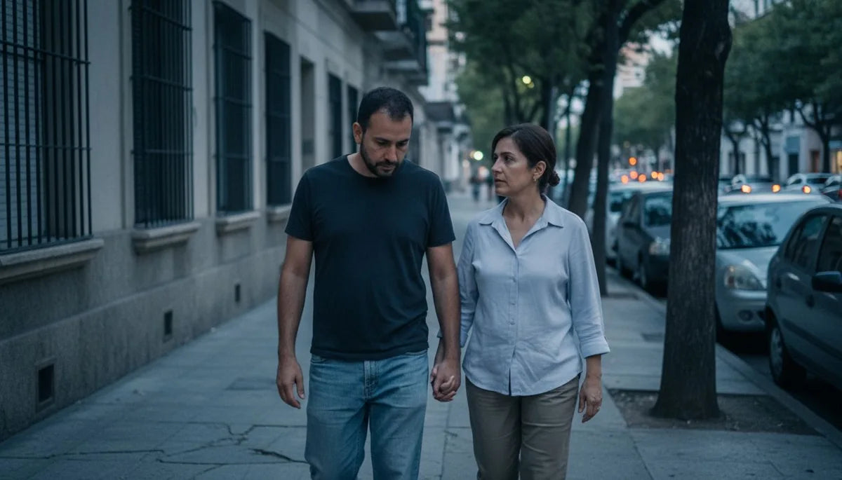 Pareja caminando y conversando al atardecer, eyaculación retardada por qué pasa