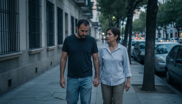 Pareja caminando y conversando al atardecer, eyaculación retardada por qué pasa